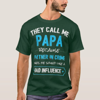 Funny Opa Gifts Papa Partner in Crime (2) T-Shirt
