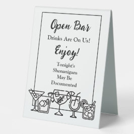 Funny Open Bar Wedding Sign Tischaufsteller