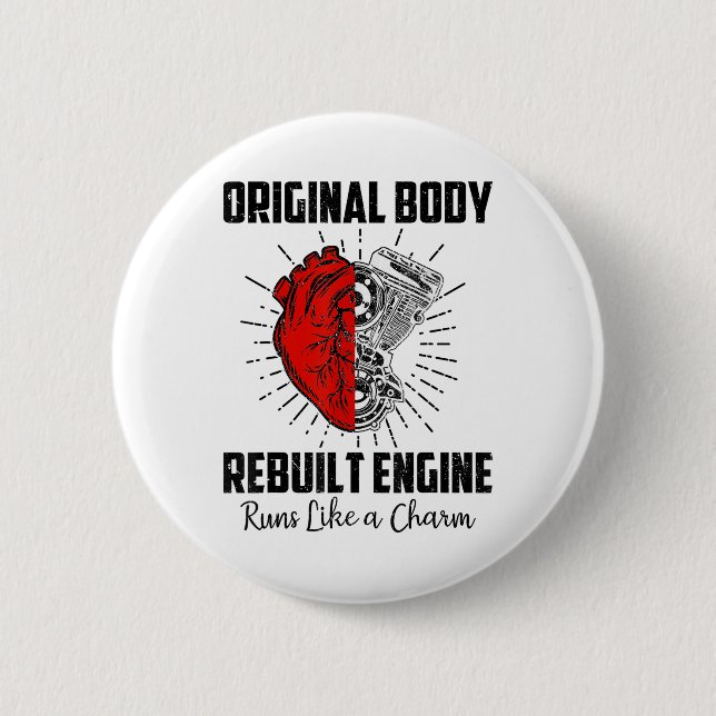 Funny Open Heart Operation Erholung Survivor Gesch Button (Vorderseite)