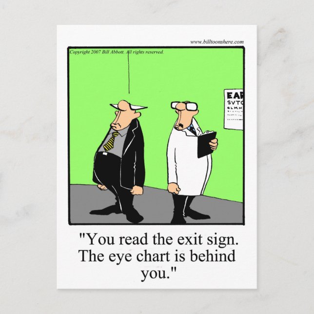 Funny Optometrist Cartoon Postkarte (Vorderseite)
