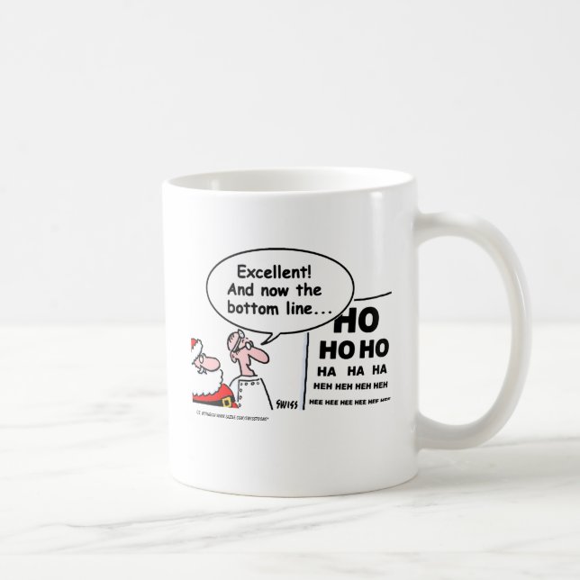 Funny Optometrist Cartoon Santa Claus Augentest Tasse (Rechts)