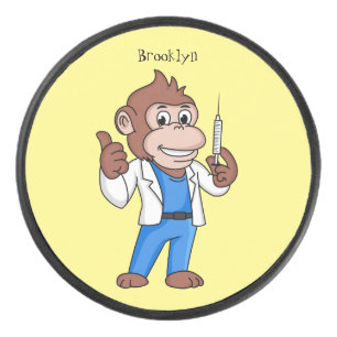 Funny Orang-Utan Cartoon Arzt Eishockey Puck