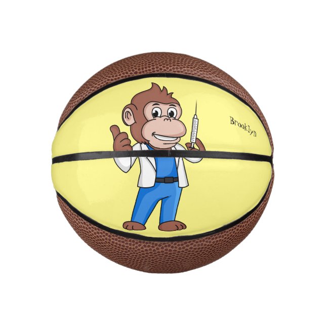 Funny Orang-Utan Cartoon Arzt Mini Basketball (Vorderseite)