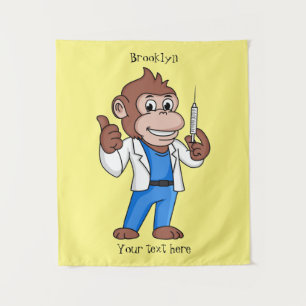 Funny Orang-Utan Cartoon Arzt Wandteppich