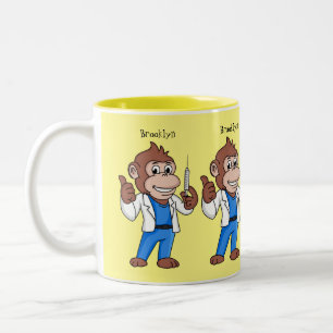 Funny Orang-Utan Cartoon Arzt Zweifarbige Tasse