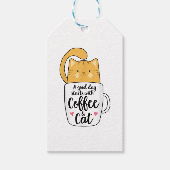 Funny Orange Cat Coffee Mug Cat Lover  Geschenkanhänger (Vorderseite)