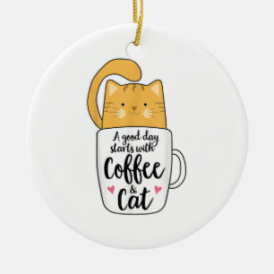 Funny Orange Cat Kaffee Tasse Chat Lover Keramik Ornament