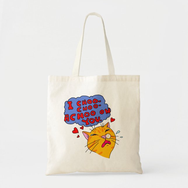 Funny Orange Cat Love You Cartoon Style Tragetasche (Vorne)
