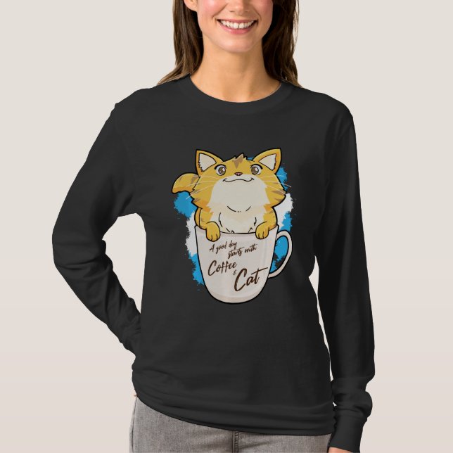 Funny Orange Cat Tasse Cat Idee T-Shirt (Vorderseite)