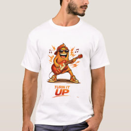 Funny Orange Guitar Player Character Music T-Shirt