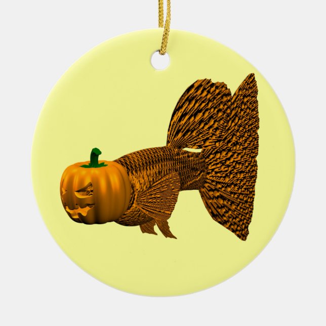 Funny Orange Guppy Keramik Ornament (Vorne)