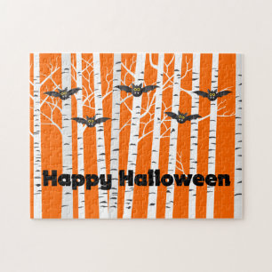 Funny Orange Happy Halloween Fledermäuse Birch For
