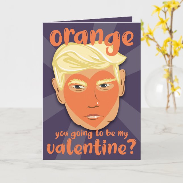 Funny Orange Heart Donald Trump | Valentine's Day Karte (Gelbe Blume)