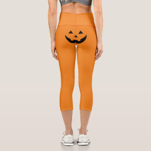 Funny Orange Kürbislaterne Kürbisgesicht Halloween Capri Leggings