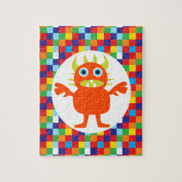 Funny Orange Monster Kreatur Bright Color Blocks