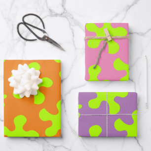 Funny Orange Pink Lavendel lila grüne Schleimkinde Geschenkpapier Set