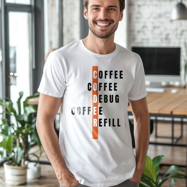 Funny Orange Programmer Kaffeebuchneufüllung T-Shirt (Von Creator hochgeladen)