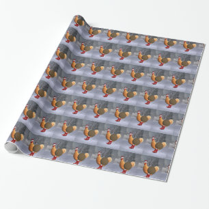 Funny Orange Rooster Santa Claus Geschenkpapier