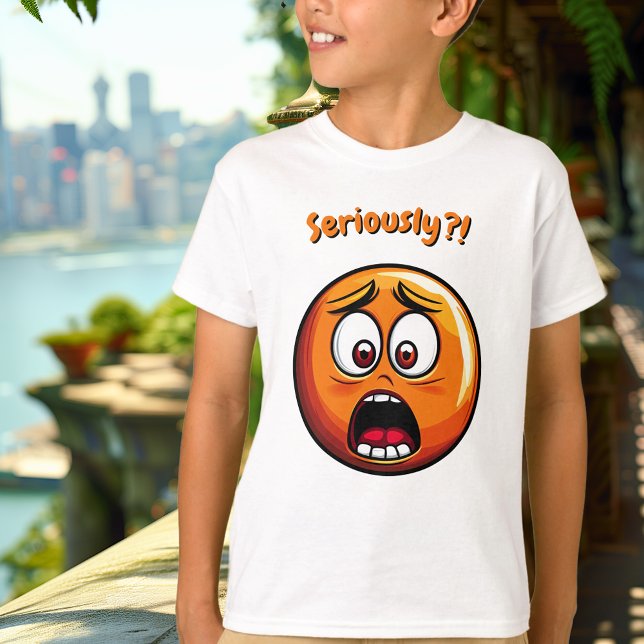 Funny Orange schockierte Emoji Kinder T - Shirt (Von Creator hochgeladen)