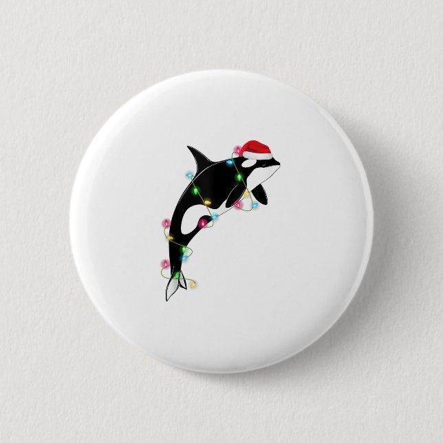 Funny Orca Killer Whale Weihnachtsmannmütze Weihna Button (Vorderseite)