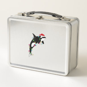 Funny Orca Killer Whale Weihnachtsmannmütze Weihna Metall Brotdose
