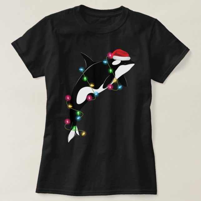 Funny Orca Killer Whale Weihnachtsmannmütze Weihna T-Shirt (Design vorne)