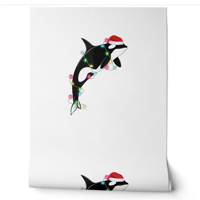Funny Orca Killer Whale Weihnachtsmannmütze Weihna Tapete (Abrollen)