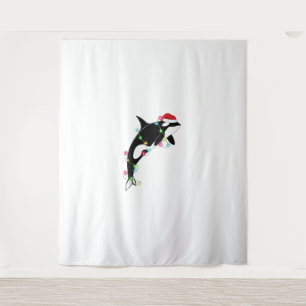 Funny Orca Killer Whale Weihnachtsmannmütze Weihna Wandteppich