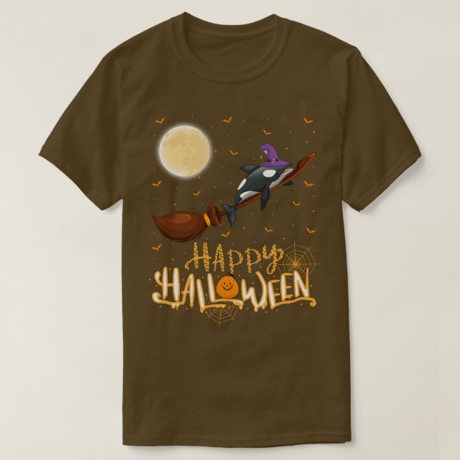 Funny Orca Ride Hexenschuh Orca Fisch Halloween 10 T-Shirt (Design vorne)