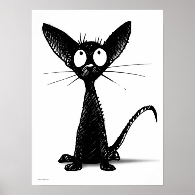 Funny Oriental Black Cat Poster (Vorne)