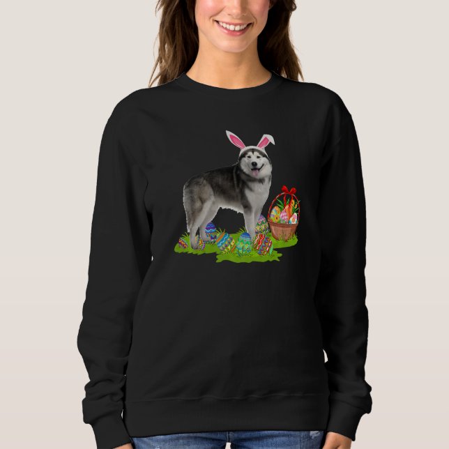 Funny Ostereier Jagd Bunny Alaskan Malamute Do Sweatshirt (Vorderseite)