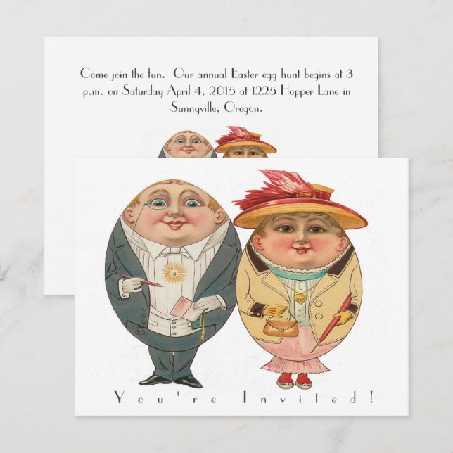 Funny Ostereier Jagen Vintage Party Einladung (Vorne/Hinten)