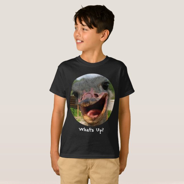 Funny Ostrich Bird Foto Was für ein Kind ist T-Shirt (Vorne ganz)