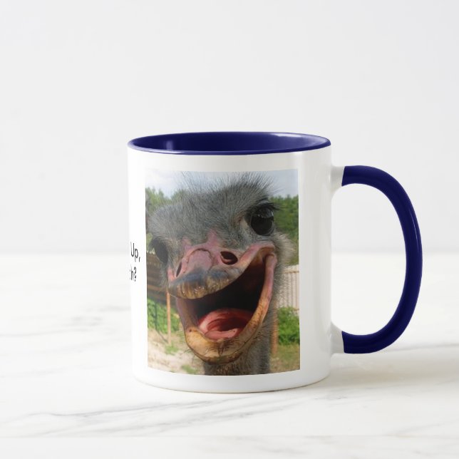 Funny Ostrich Bird Foto Was ist los? Tasse (Rechts)