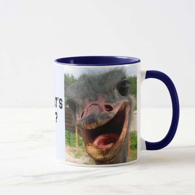 Funny Ostrich Bird Foto Was ist los? Tasse (Rechts)