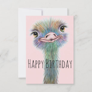 Funny Ostrich Carte d'anniversaire personnalisable