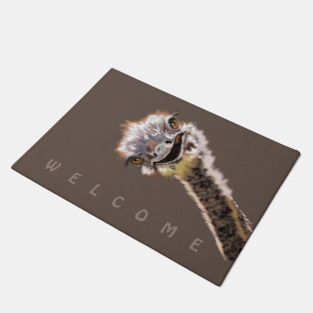 Funny Ostrich Doormat Fußmatte (Schrägansicht)