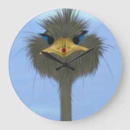 Funny Ostrich George und die Niedliche Ladybug Große Wanduhr