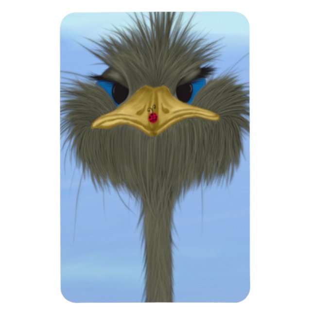 Funny Ostrich George und die Niedliche Ladybug Magnet (Vertikal)