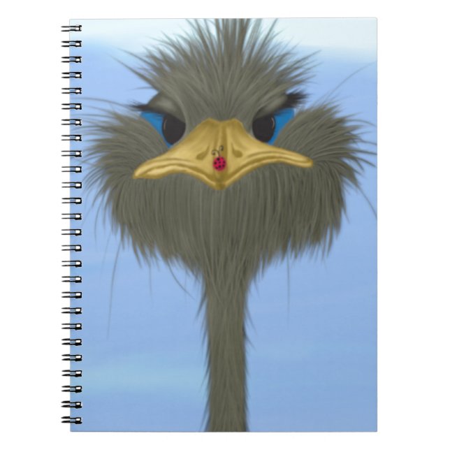 Funny Ostrich George und die Niedliche Ladybug Notizblock (Vorderseite)