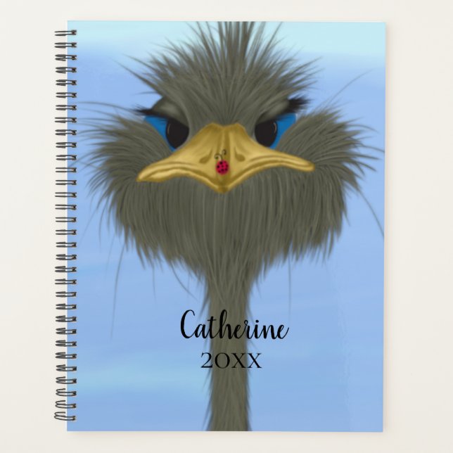 Funny Ostrich George und die Niedliche Ladybug Planer (Vorderseite)