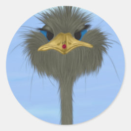 Funny Ostrich George und die Niedliche Ladybug Runder Aufkleber