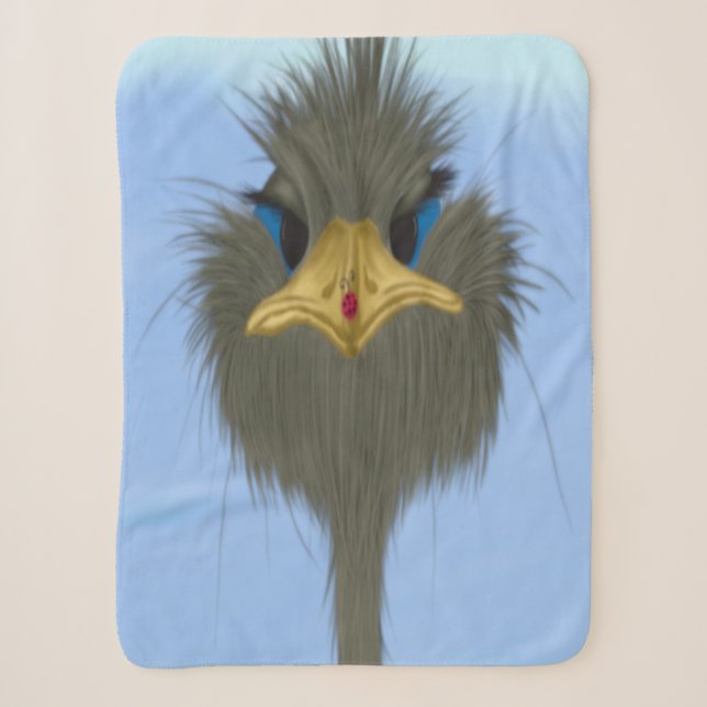 Funny Ostrich George und die Niedliche Ladybug Sherpadecke (Vorderseite)