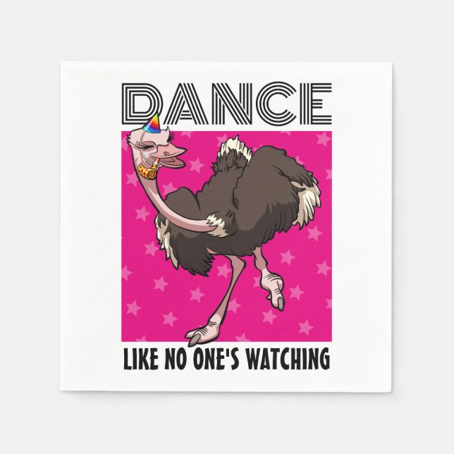 Funny Ostrich Tanz wie niemand sieht Cartoon Serviette (Vorderseite)