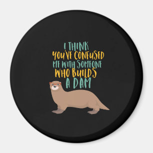 Funny Otter Cartoon Verwirrt mit Dam Beaver Magnet