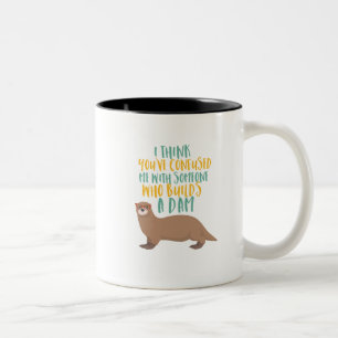 Funny Otter Cartoon Verwirrt mit Dam Beaver Zweifarbige Tasse
