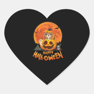 Funny Otter Halloween Geschenk Happy Halloween Herz-Aufkleber