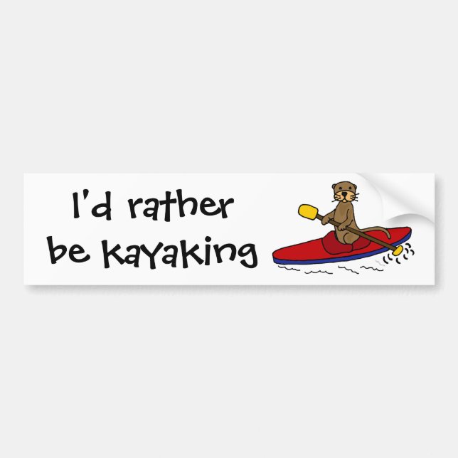 Funny Otter Kayaking Autoaufkleber (Vorne)