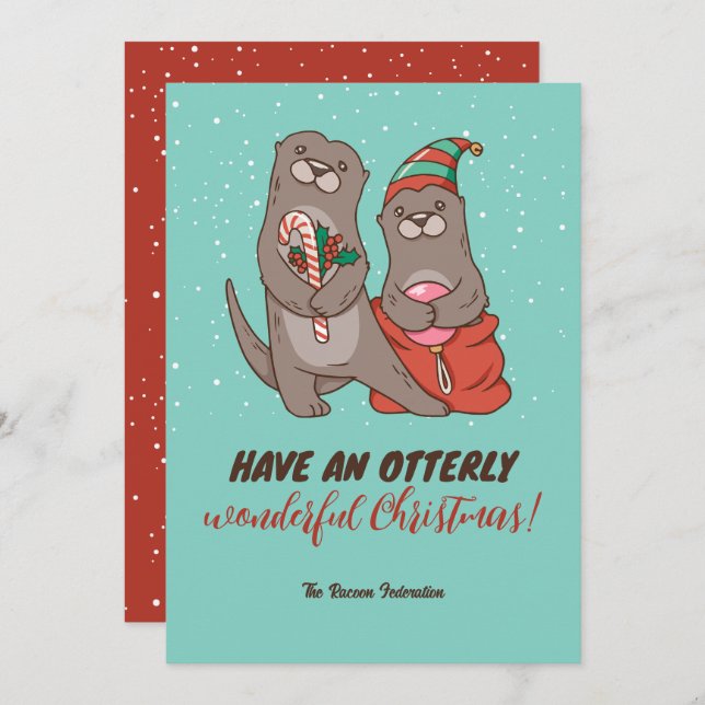Funny Otter Pun Winterurlaub Frohe Weihnachten (Vorne/Hinten)