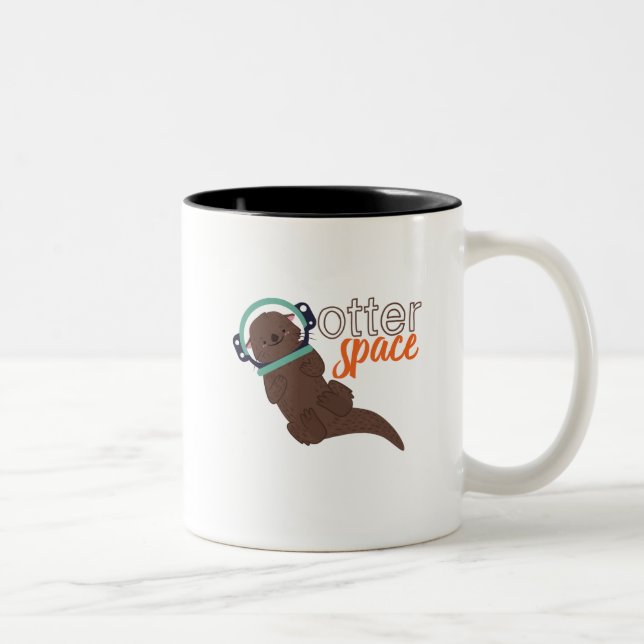 Funny Otter Space Tier Cartoon und Spaß Zweifarbige Tasse (Rechts)